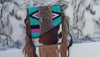 Hand Tooled Leather Handbag Real Cowhide Leather Bag Aztec Saddle Blanket Fringe Bags