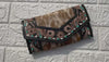 Cowhide Fur Clutch Hand Tooled Carving Leather Wallet Multi Uses Western Leather Stylish Wallets for Women's