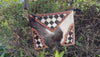 Cowhide Fur Leather Latest Designer Hand Tooled Checker Pattern Handbag