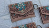 Hand Tooled Carving Coin Purse Western Leather Small Size Coin Purse for Women's