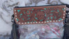 Fringe Transparent Clear Bag Stylish Hand Tooled Carving Leather Purse