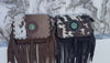 Women's Handbag Suede Leather Fringe Hair on Hide Cross Body Bag