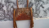 Real Cowhide Leather Western Style Bag Hand Tooled Carving Fringe Tote Bag