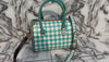 Hand Tooled Carving Leather Tote Bag Gypsy Boho Checker Pattern Shoulder Bag