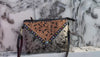 Hand Tooled Carving Leather Handbag Real Cowhide Fur Sling Bag