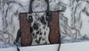Hand Tooled Carving Leather Tote Bag Cowhide Fur Gypsy Boho Vintage Cross body Shoulder Bag