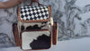 Hand Tooled Leather Backpack Hair On Hide Fur Stylish Backpack Checkers Pattern School Bags Unisex Bag