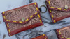 Women's Hand Tooled Carving Leather Coin Purse Stylish Clutch