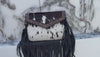 Cowhide Fur Leather Fringe Bag Hand Tooled Leather Cross Body Sling Bag