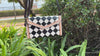 Hand Tooled Leather Clutch Phone Case Stylish Genuine Leather Black Checker PatternWallets for Women